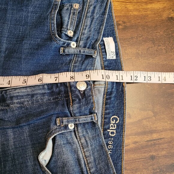 GAP 1969 Jeans 27 S Authentic Flare Low Dazed Medium Dark Wash Stretch - Picture 8 of 10